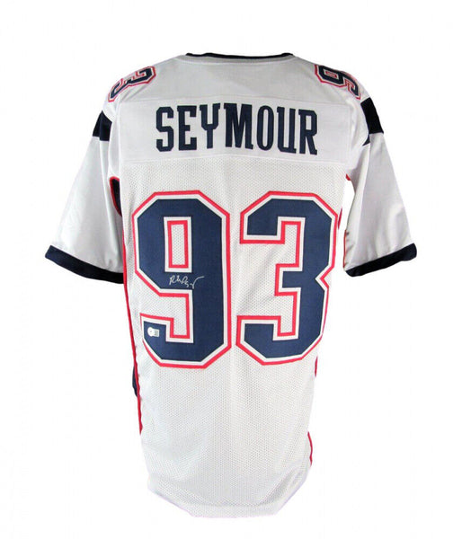 Richard Seymour Signed Patriots Jersey (Beckett) 3xSuper Bowl Champion Def. Line