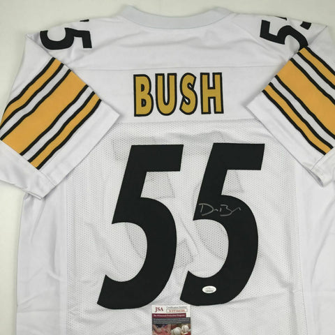 Autographed/Signed DEVIN BUSH Pittsburgh White Football Jersey JSA COA Auto