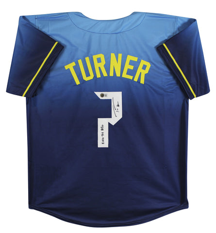 Trea Turner "Ring the Bell" Signed Light Blue Pro Style Jersey BAS Witnessed