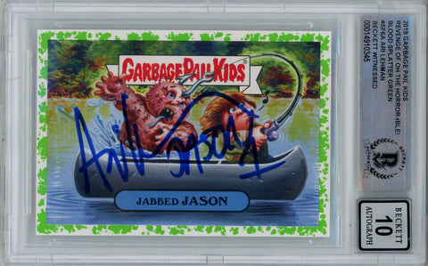 Ari Lehman Signed Garbage Pail Kids Green Jabbed Jason #SF6A BAS 10 Slab 43071