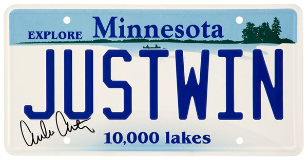Emilio Estevez Signed Mighty Ducks 'Just Win' Minnesota License Plate - (SS COA)
