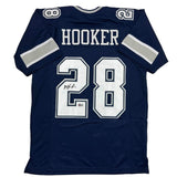 Autographed/Signed Malik Hooker Dallas Blue Football Jersey Beckett BAS COA