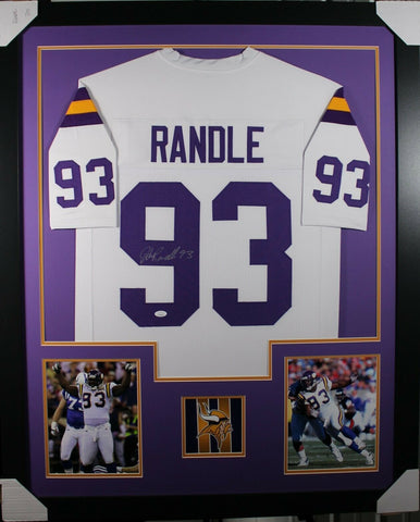 JOHN RANDLE (Vikings white TOWER) Signed Autographed Framed Jersey JSA