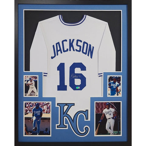 Bo Jackson Autographed Signed Framed White KC Royals Jersey BECKETT