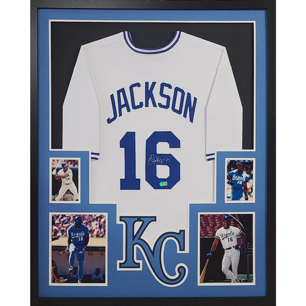Bo Jackson Autographed Signed Framed White KC Royals Jersey BECKETT