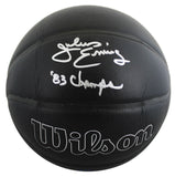 76ers Julius "Dr. J" Erving "83 Champs" Signed Black Logo Basketball W/ Case JSA