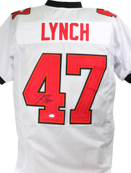 John Lynch Autographed White SB Pro Style Jersey- Beckett W *Black