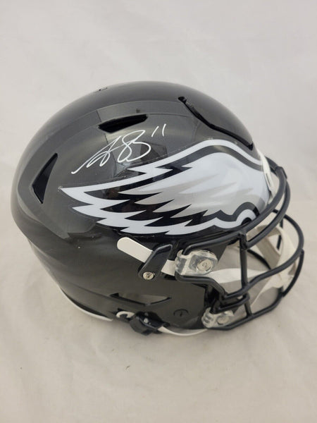 AJ BROWN SIGNED PHILADELPHIA EAGLES ALTERNATE BLACK SPEEDFLEX HELMET FANATICS