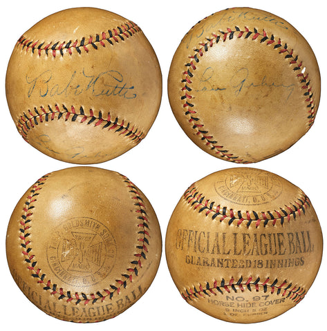 Yankees Babe Ruth & Lou Gehrig Signed Goldsmith & Sons Baseball JSA #Y96031