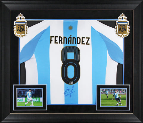 Enzo Fernandez Signed Blue & White Argentina Framed Jersey BAS #BU16927