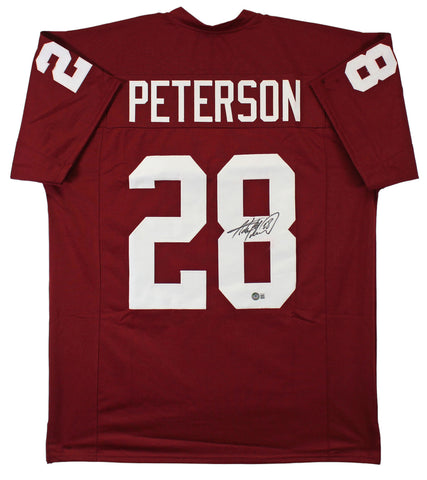 Oklahoma Adrian Peterson Authentic Signed Maroon Pro Style Jersey BAS Witness 2