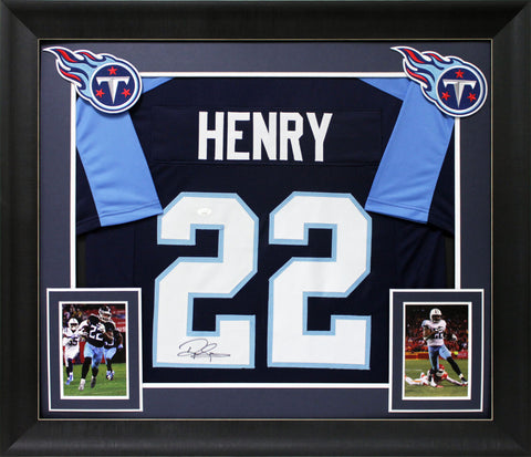Derrick Henry Authentic Signed Navy Blue Pro Style Framed Jersey Autographed JSA