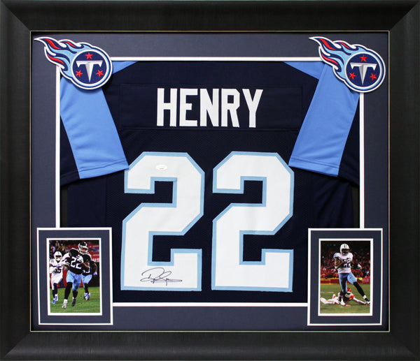 Derrick Henry Authentic Signed Navy Blue Pro Style Framed Jersey Autographed JSA
