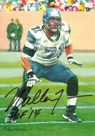 Walter Jones Signed Seattle Seahawks Goal Line Art Card Black HOF 11906