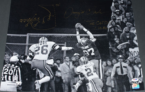 DWIGHT CLARK SIGNED SAN FRANCISCO 49ERS THE CATCH 16x20 PHOTO W/ PLAY DRAWN