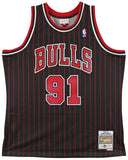 Bulls Dennis Rodman Authentic Signed Black M&N HWC Swingman Jersey BAS Witnessed