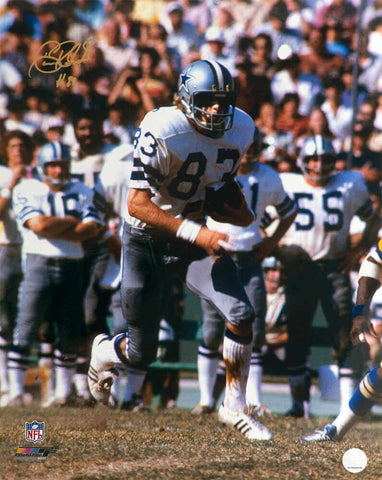 Golden Richards Signed Cowboys White Jersey 16x20 Photo (In Gold) (SCHWARTZ COA)