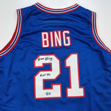 Autographed/Signed Dave Bing HOF 90 Detroit Blue Jersey Beckett BAS COA
