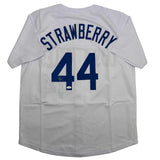 Autographed/Signed Darryl Strawberry Los Angeles White Baseball Jersey JSA COA