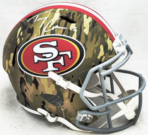 Trey Lance Autographed 49ers Camo Full Size Speed Helmet Beckett Witness WL69320