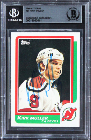 Devils Kirk Muller Authentic Signed 1986 Topps #94 Card BAS Slabbed 2