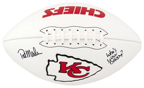 Pat (Patrick) Mahomes Sr Signed Chiefs Logo Football w/Who's Your Daddy (SS COA)