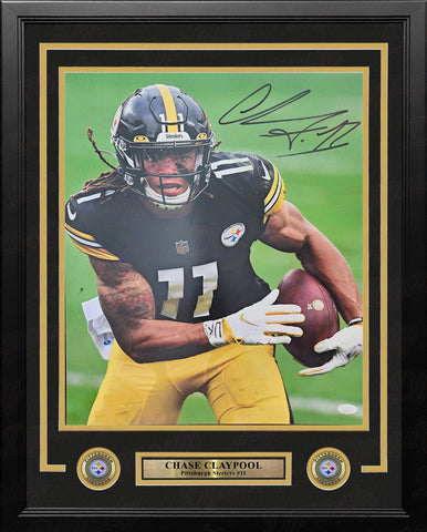 Chase Claypool in Black Pittsburgh Steelers Autographed 16x20 Framed Photo JSA