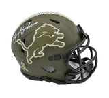 Barry Sanders Signed Detroit Lions Speed Salute to Service NFL Mini Helmet