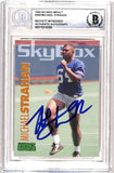 Michael Strahan Signed 1993 Skybox #398 Trading Card Beckett 38970