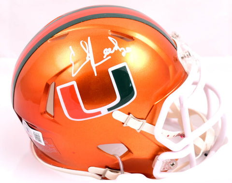Ed Reed Autographed Miami Hurricanes Flash Speed Mini Helmet- Beckett W Hologram
