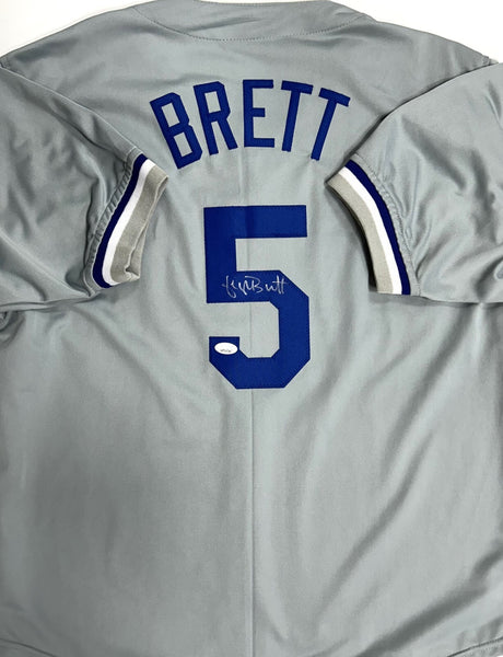 Royals Hall of Famer GEORGE BRETT Signed Custom Replica Grey Jersey AUTO - JSA