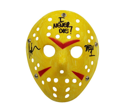 Ari Lehman Signed Friday the 13th Yellow Costume Mask with I Never Die Insc