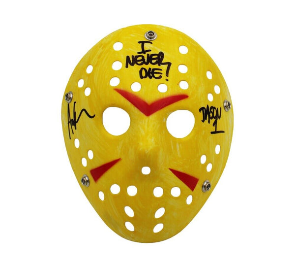 Ari Lehman Signed Friday the 13th Yellow Costume Mask with I Never Die Insc