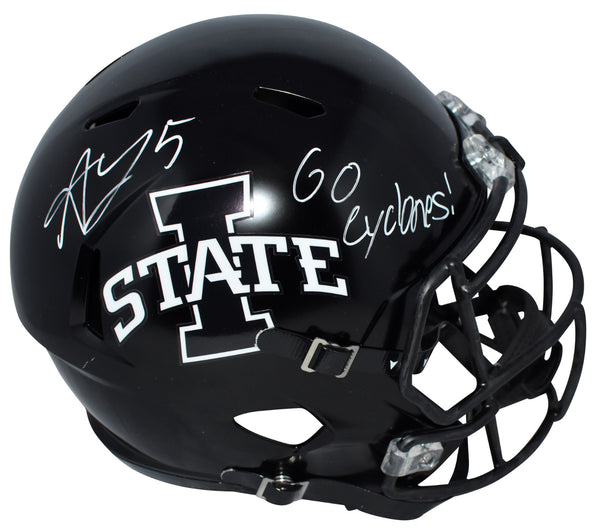 ALLEN LAZARD SIGNED IOWA STATE CYCLONES BLACK FULL SIZE SPEED HELMET BECKETT