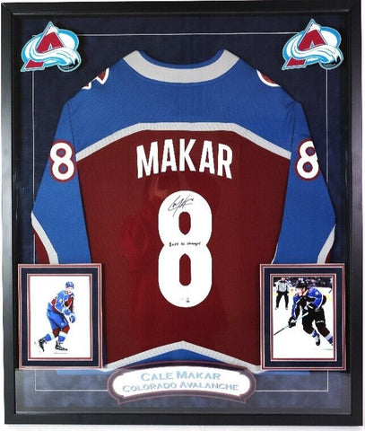 Cale Makar Autographed/Inscribed "2022 SC Champs" DLX Framed Jersey Fanatics COA