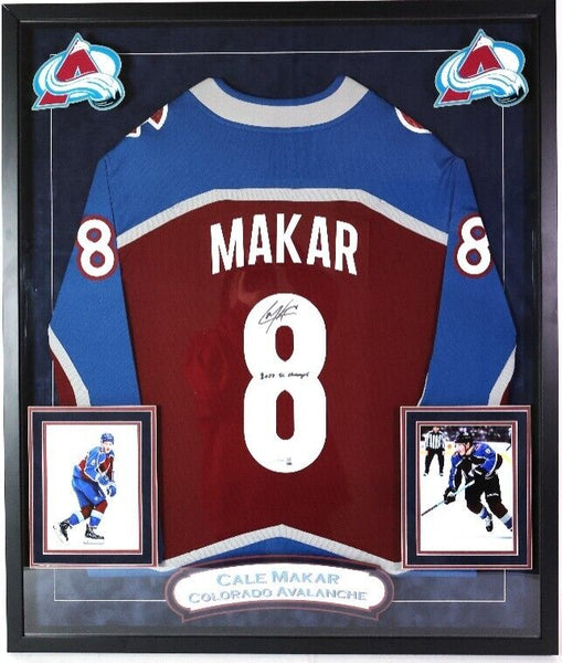 Cale Makar Autographed/Inscribed "2022 SC Champs" DLX Framed Jersey Fanatics COA