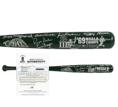 Jets Alumni Signed Cooperstown '69 World Champs Green MLB Bat - Don Maynard