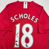 Autographed/Signed Paul Scholes Manchester United Red Jersey Beckett COA