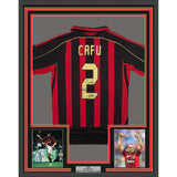 Framed Autographed/Signed Cafu 35x39 AC Milan Black/Red Jersey Beckett COA