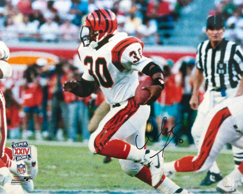 Icky Woods Signed Bengals Super Bowl XXIV Action 16x20 Photo - (SCHWARTZ COA)