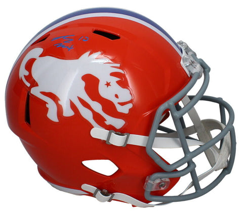 Bo Nix Autographed Denver Broncos Throwback Full Size Speed Helmet Beckett