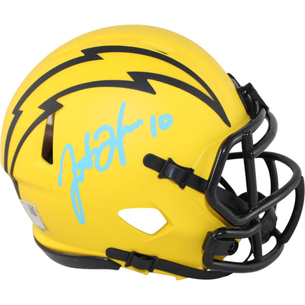 Justin Herbert Autographed Los Angeles Chargers Rave Mini Helmet Fanatics 51428