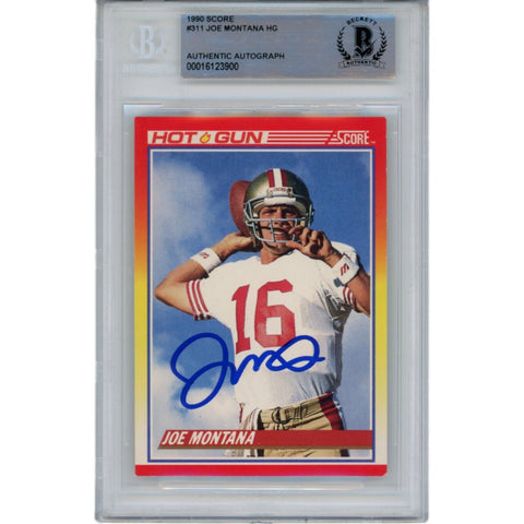 Joe Montana Autographed/Signed 1990 Score 311 Trading Card Beckett 47117