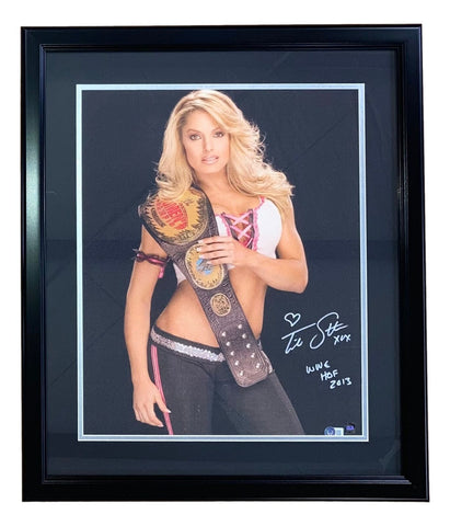 Trish Stratus Signed Framed 16x20 WWE Canvas WWE HOF 2013 Inscribed BAS