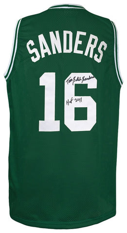 Tom Sanders Signed Green Custom Basketball Jersey w/Satch, HOF - (SCHWARTZ COA)