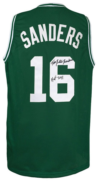Tom Sanders Signed Green Custom Basketball Jersey w/Satch, HOF - (SCHWARTZ COA)