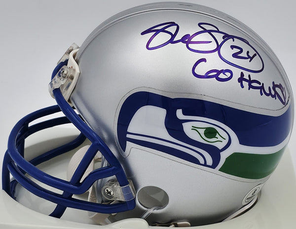 Shawn Springs Autographed Seahawks Throwback Mini Helmet Beckett BS30447