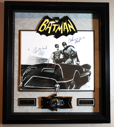 Batman TV Series Deluxe Framed phot signed by Adam West and Burt Ward PSA/DNA