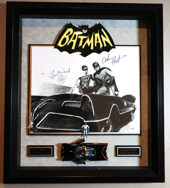 Batman TV Series Deluxe Framed phot signed by Adam West and Burt Ward PSA/DNA