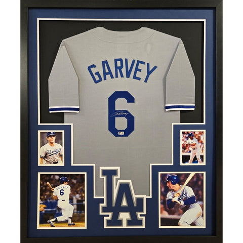 Steve Garvey Autographed Signed Framed Grey Dodgers Jersey BECKETT